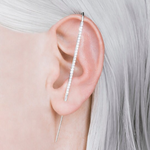 Oxidised Silver White Topaz Ear Cuff Earrings - Otis Jaxon Silver Jewellery