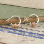 Coiled Rose Gold and Silver Huggie Hoop Earrings - Otis Jaxon Silver Jewellery