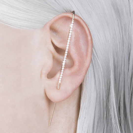 
            
                Load image into Gallery viewer, Oxidised Silver White Topaz Ear Cuff Earrings - Otis Jaxon Silver Jewellery
            
        