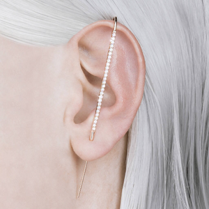 
            
                Load image into Gallery viewer, Rose Gold White Topaz Pin Ear Cuff Earrings - Otis Jaxon Silver Jewellery
            
        