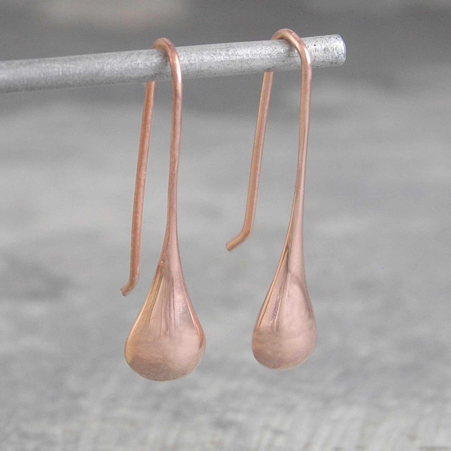 Long Teardrop Rose Gold Earrings - Otis Jaxon Silver Jewellery