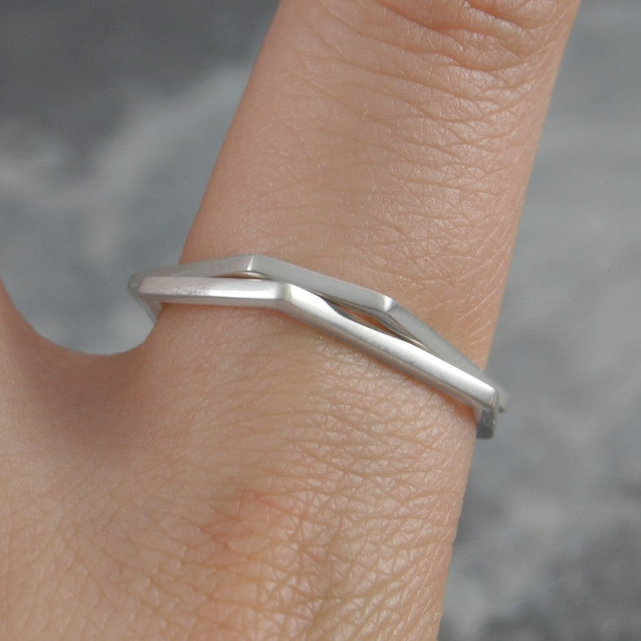 Hexagon Geometric Contemporary Silver Ring - Otis Jaxon Silver Jewellery