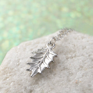 
            
                Load image into Gallery viewer, Holly Leaf Silver Christmas Pendant Necklace - Otis Jaxon Silver Jewellery
            
        