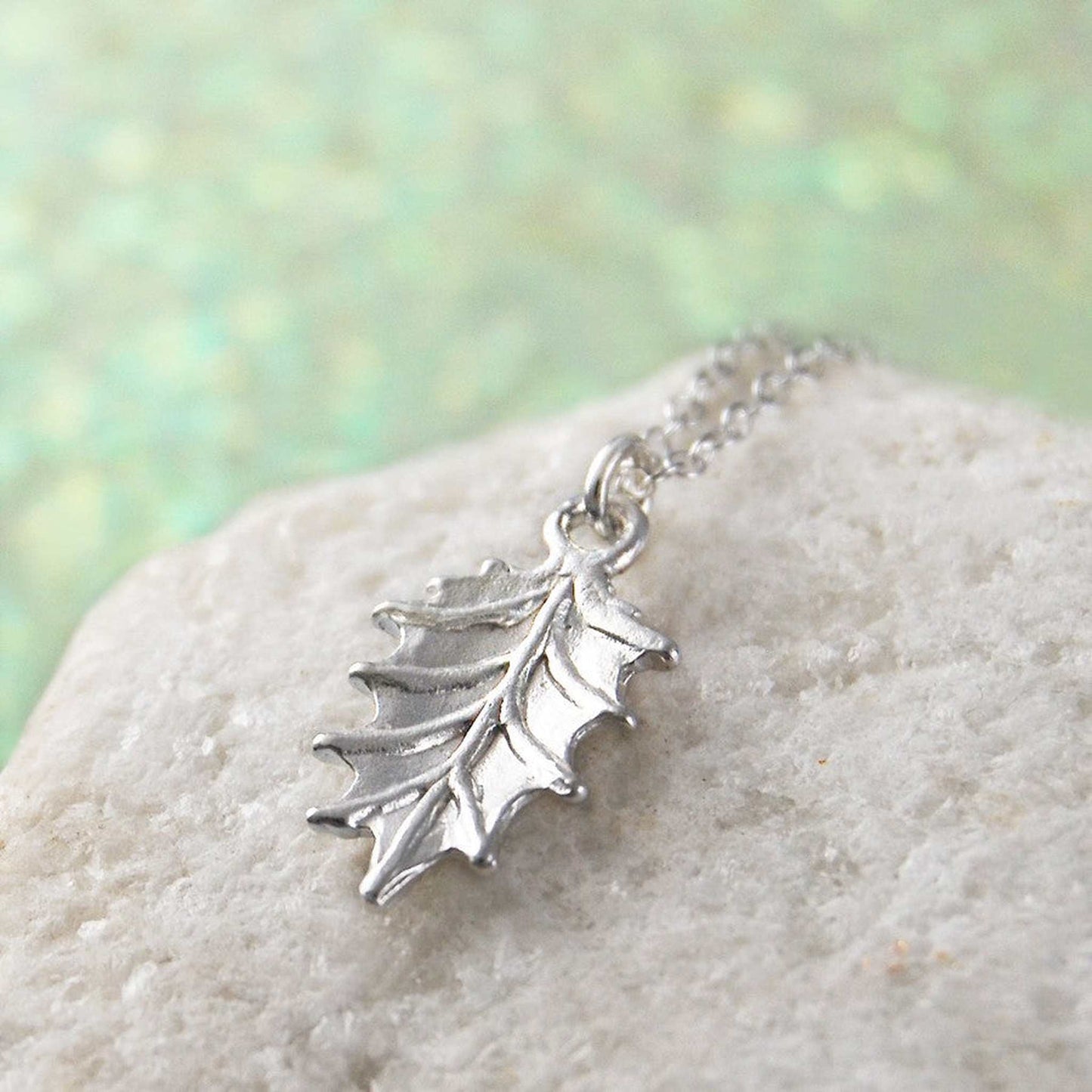 Holly Leaf Silver Christmas Necklace - Otis Jaxon Silver Jewellery