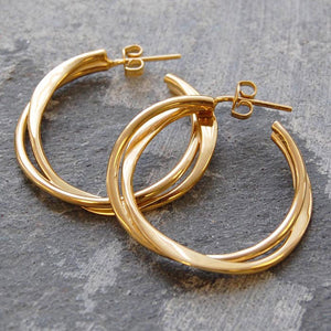 Interwoven 18 kt Gold Sterling Silver Hoop Earrings - Otis Jaxon Silver Jewellery