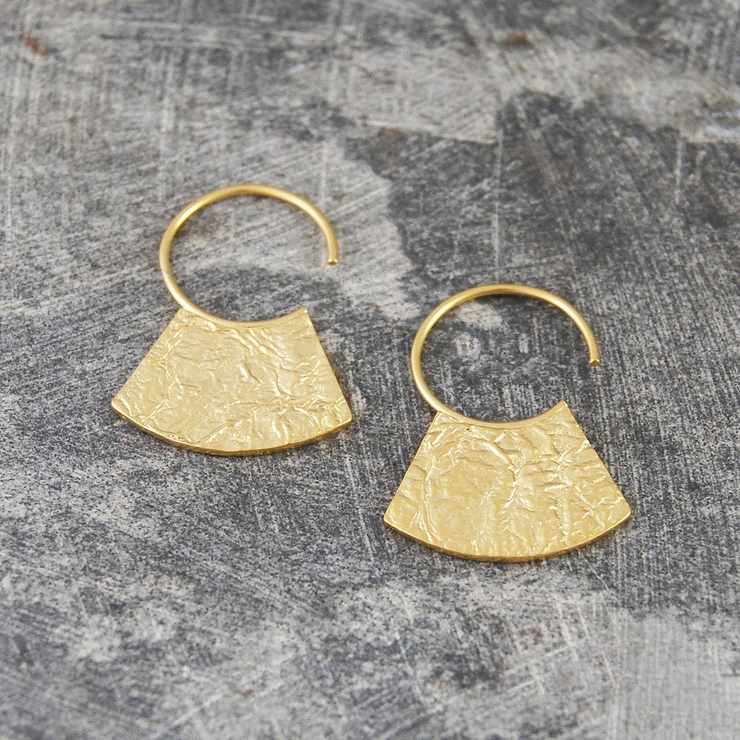 Hammered Grecian Gold Hoop Earrings - Otis Jaxon Silver Jewellery