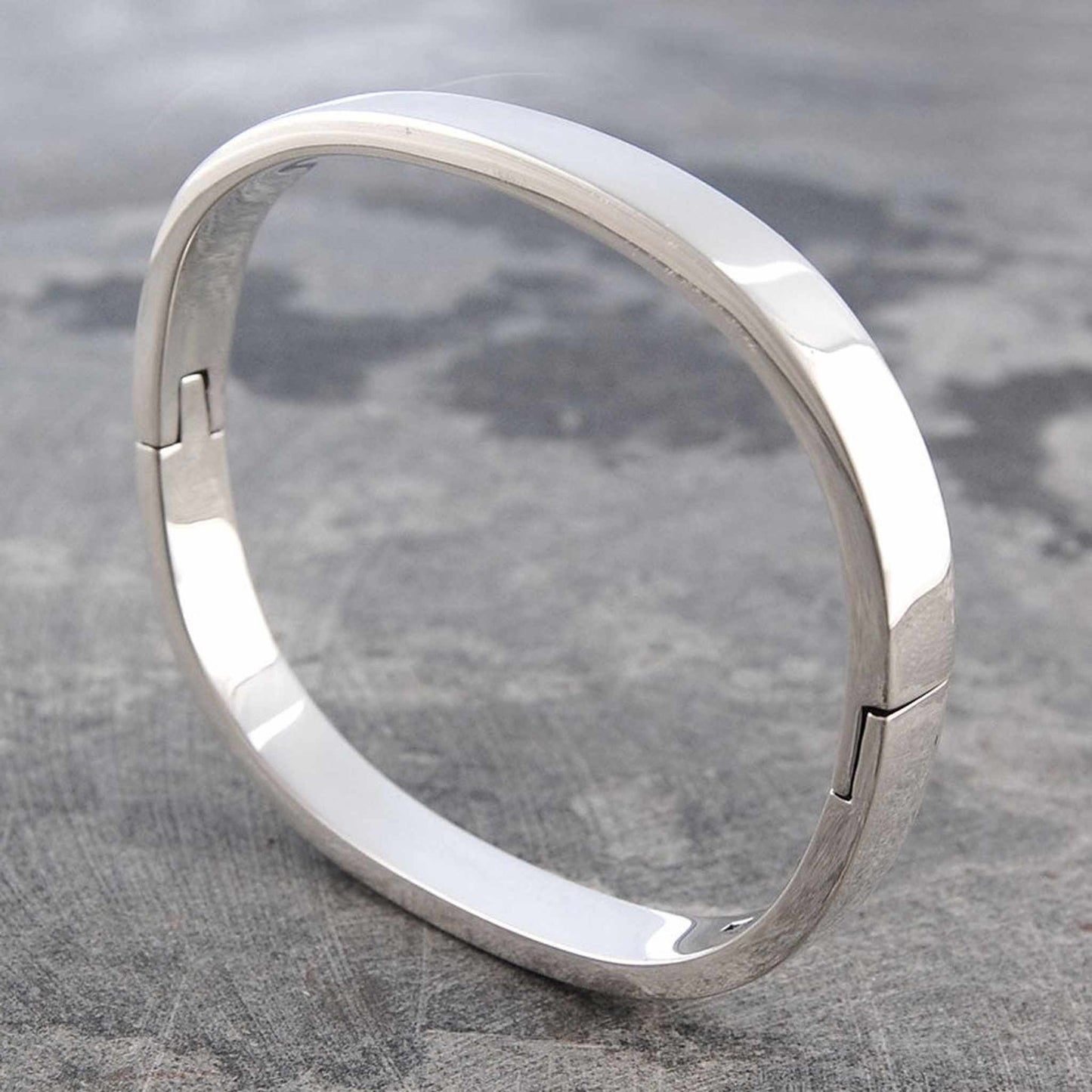 Chunky Oval Silver Bangle - Otis Jaxon Silver Jewellery