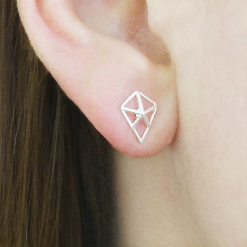 Geometric Diamond Gold Stud Earrings - Otis Jaxon Silver Jewellery