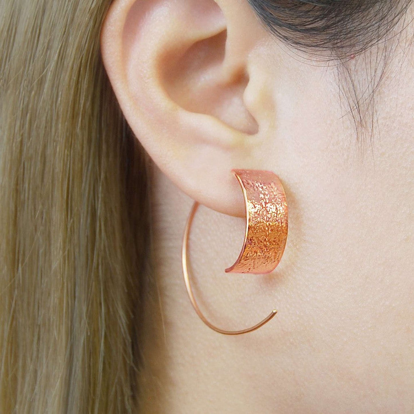Textured Rose Gold Hoop Earrings - Otis Jaxon Silver Jewellery