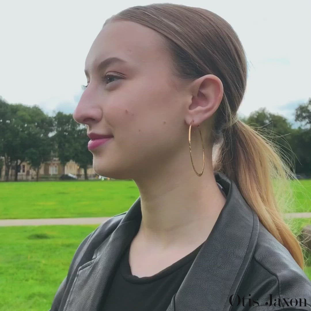 Large Gold Handmade Textured Hoop Earrings