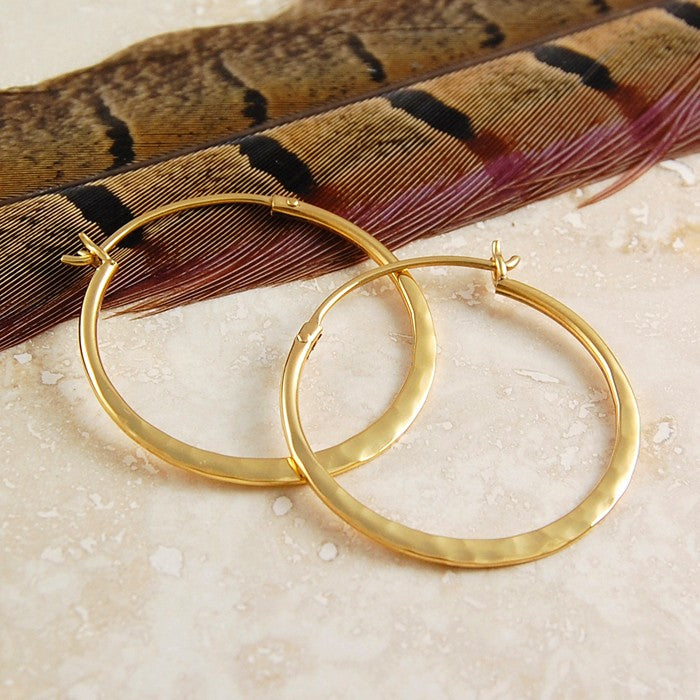 
            
                Load image into Gallery viewer, Small Hammered Gold Hoop Earrings - Otis Jaxon Silver Jewellery
            
        