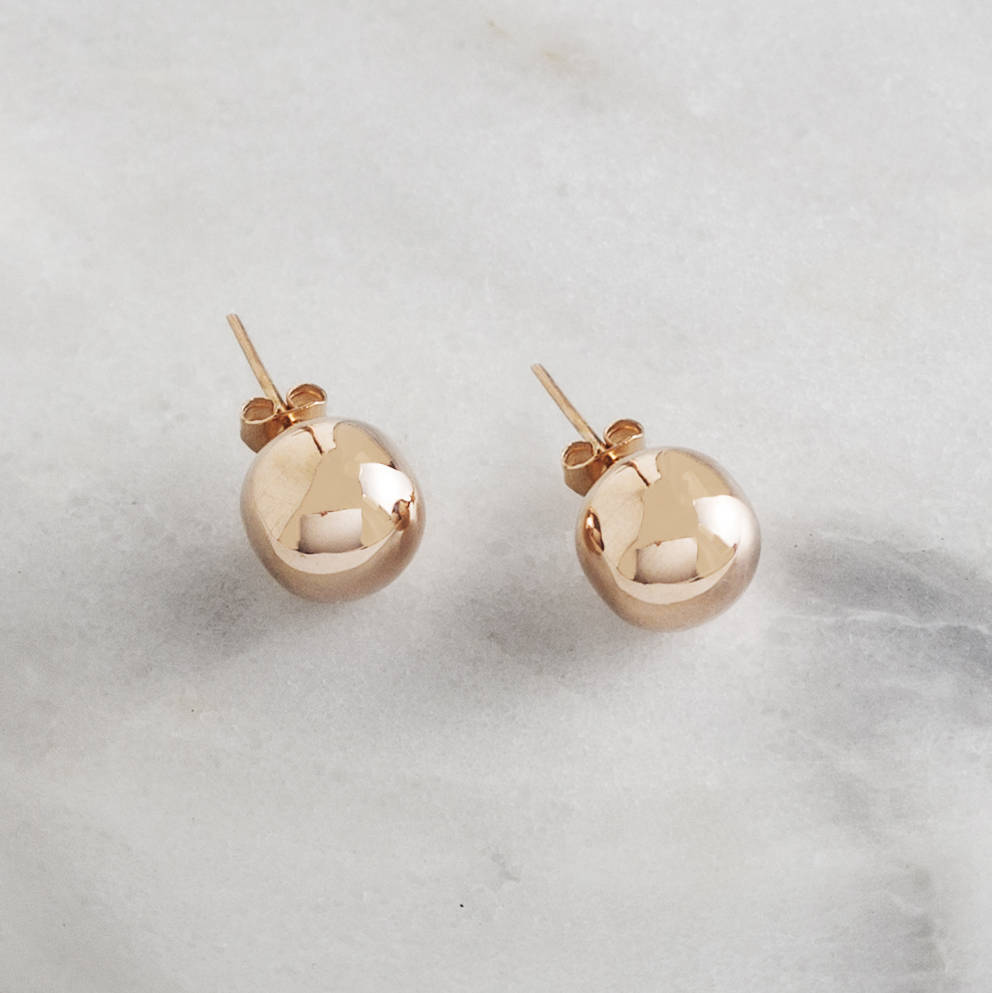 
            
                Load image into Gallery viewer, Large Ball Stud Earrings in Rose Gold - Otis Jaxon Silver Jewellery
            
        
