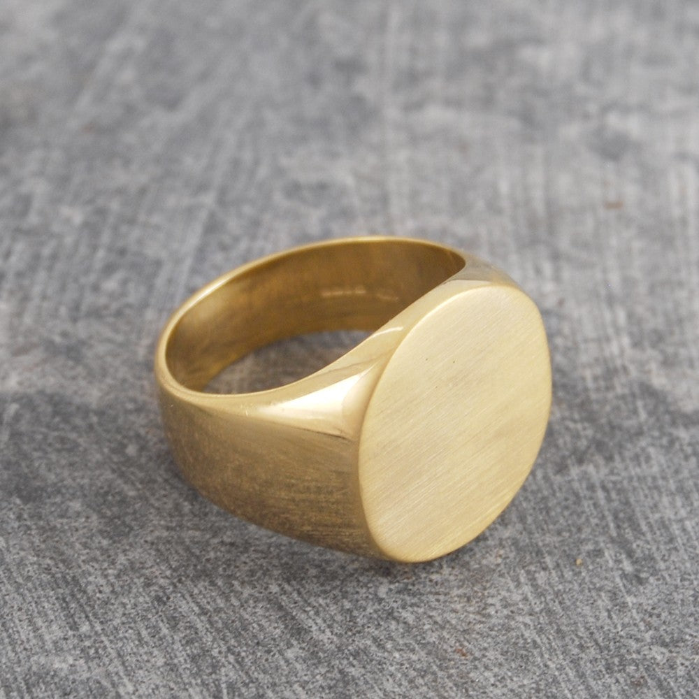 
            
                Load image into Gallery viewer, Round Signet Gold Ring for Men - Otis Jaxon Silver Jewellery
            
        