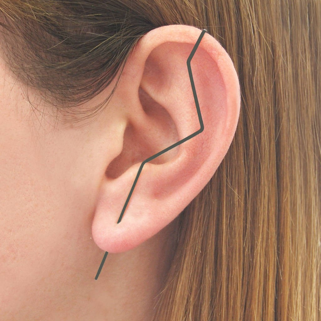 Oxidised Silver Zig Zag Ear Climbers - Otis Jaxon Silver Jewellery