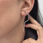 Modern Angular Minimalist Silver Drop Earring