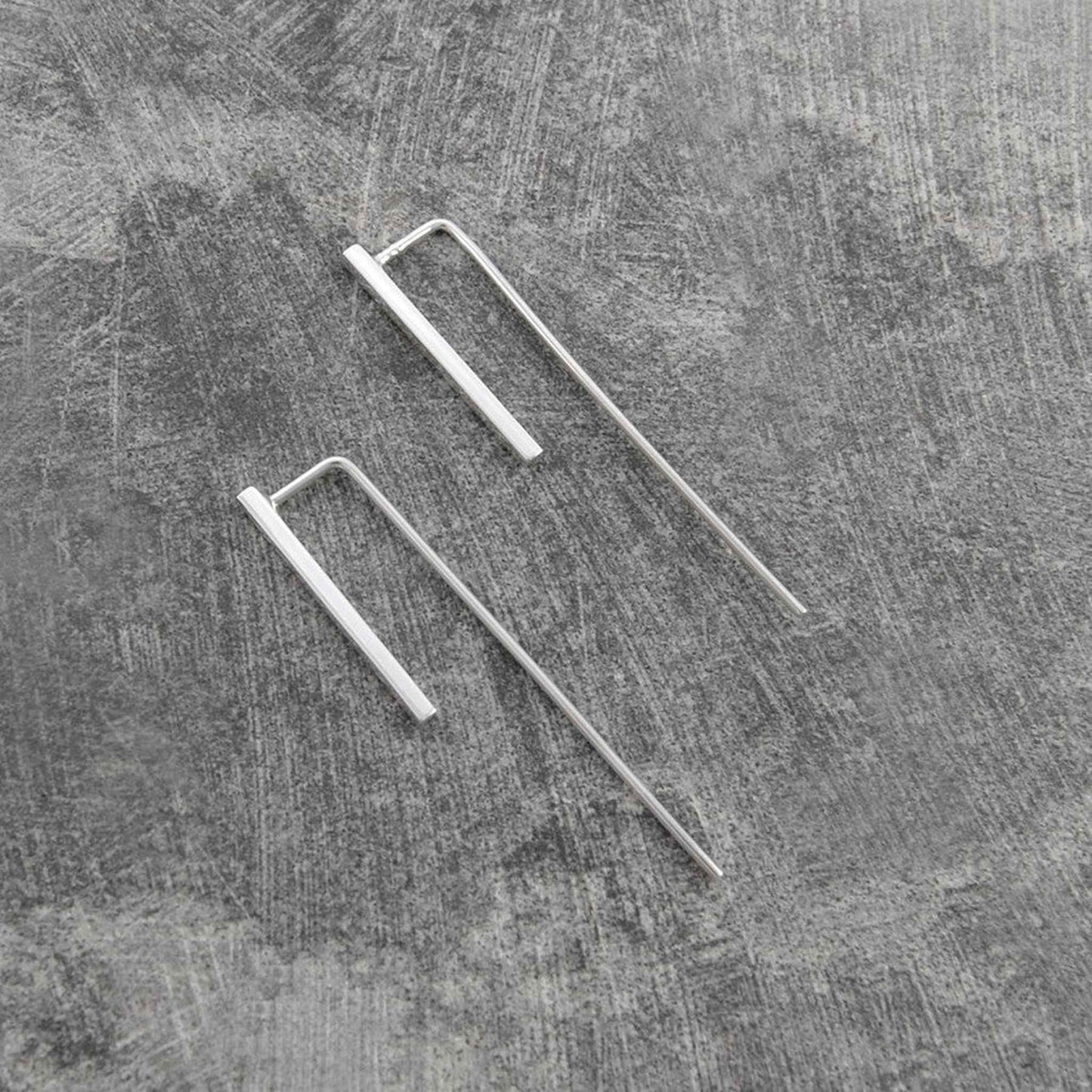 Silver Bar Geometric Drop Earrings - Otis Jaxon Silver Jewellery