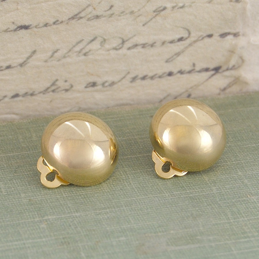 Clip On Half Gold Ball Earrings - Otis Jaxon Silver Jewellery