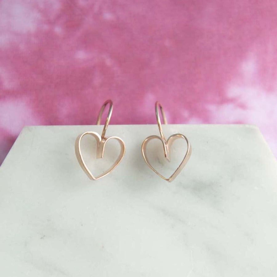 
            
                Load image into Gallery viewer, Lace Rose Gold Heart Earrings - Otis Jaxon Silver Jewellery
            
        