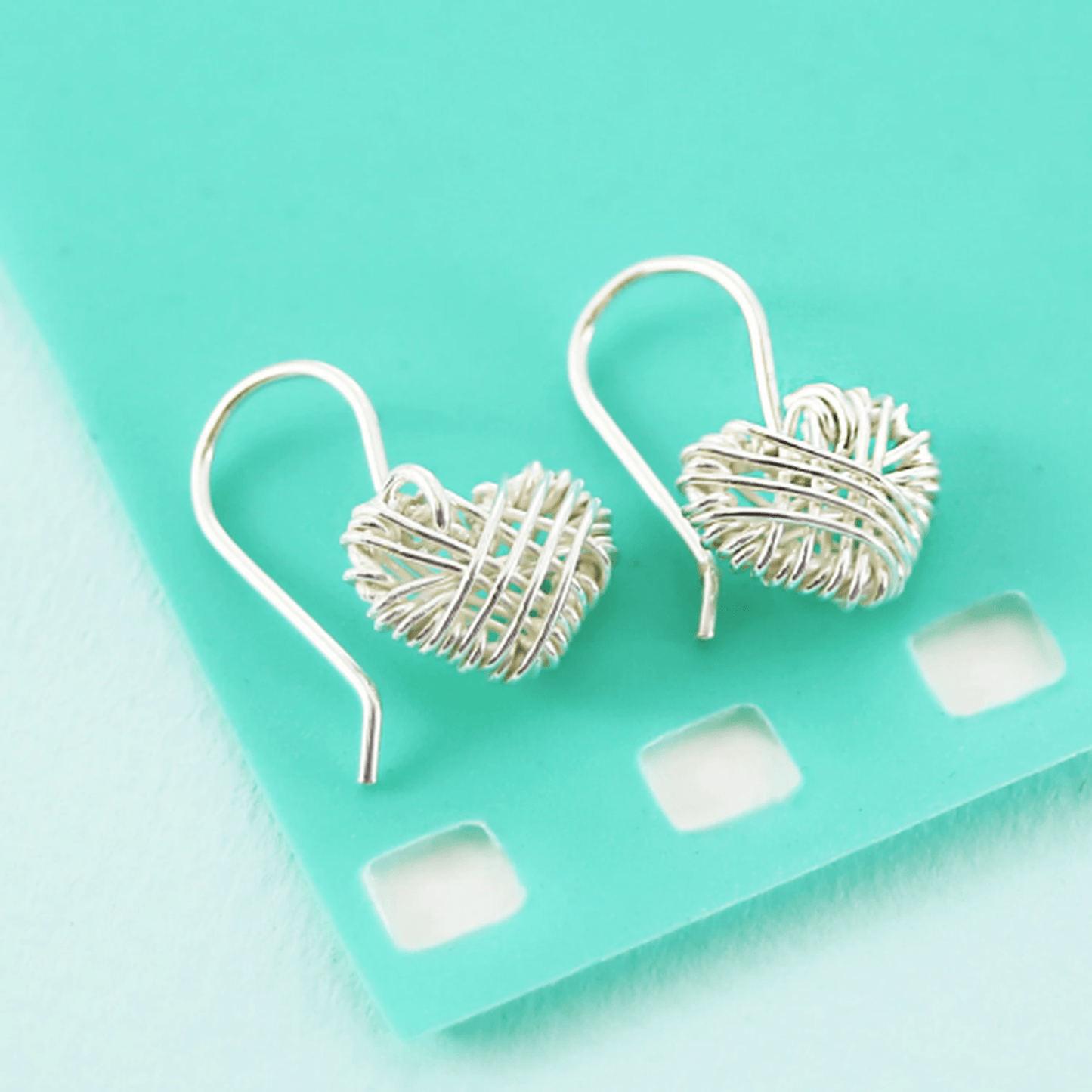 Silver Woven Heart Drop Earrings - Otis Jaxon Silver Jewellery