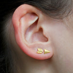 Gold Arrow Stud Earrings - Otis Jaxon Silver Jewellery