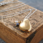 Gold Heart Locket Necklace with Pearls - Otis Jaxon Silver Jewellery