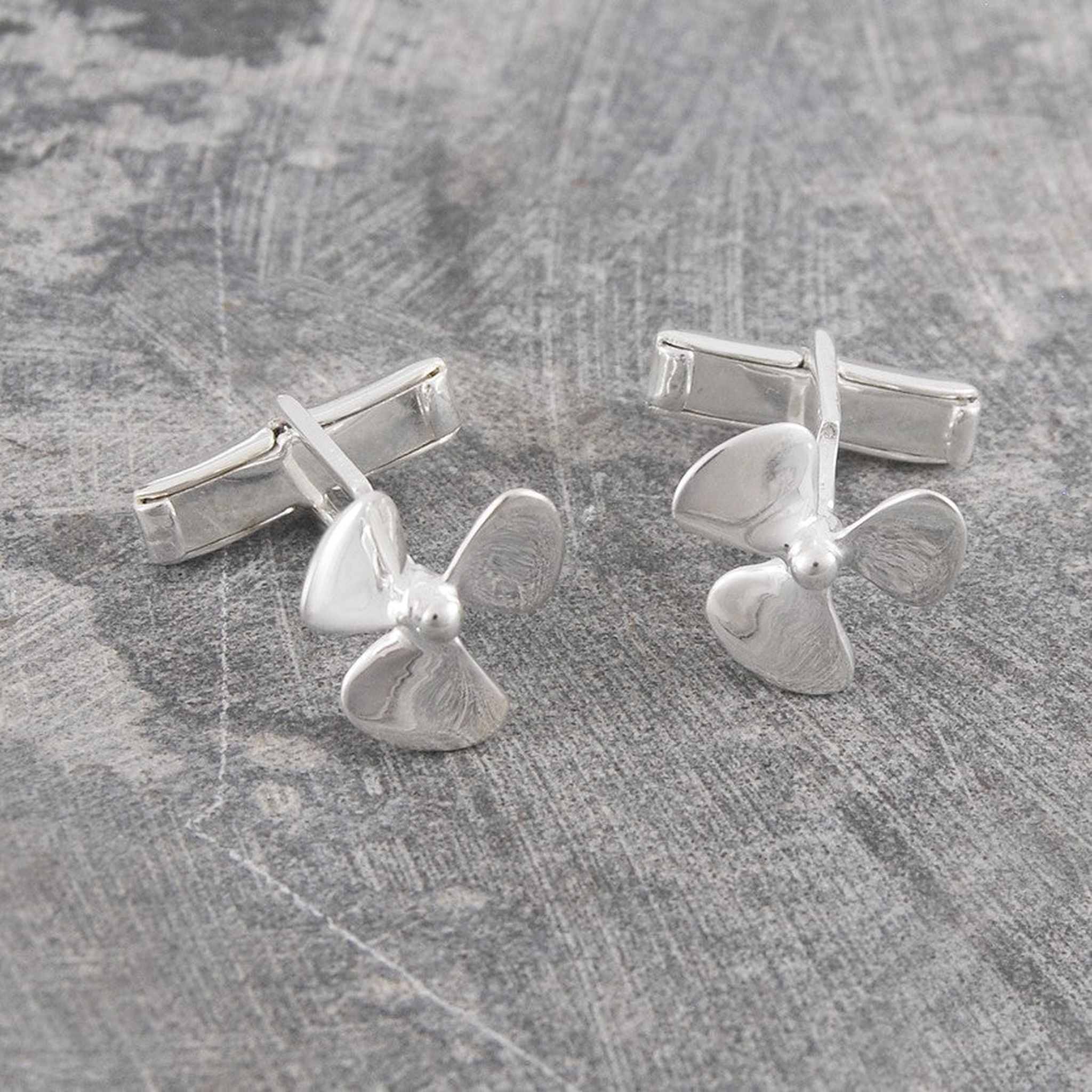 Sterling Silver Gold Mens Propeller Cufflinks – Otis Jaxon Silver