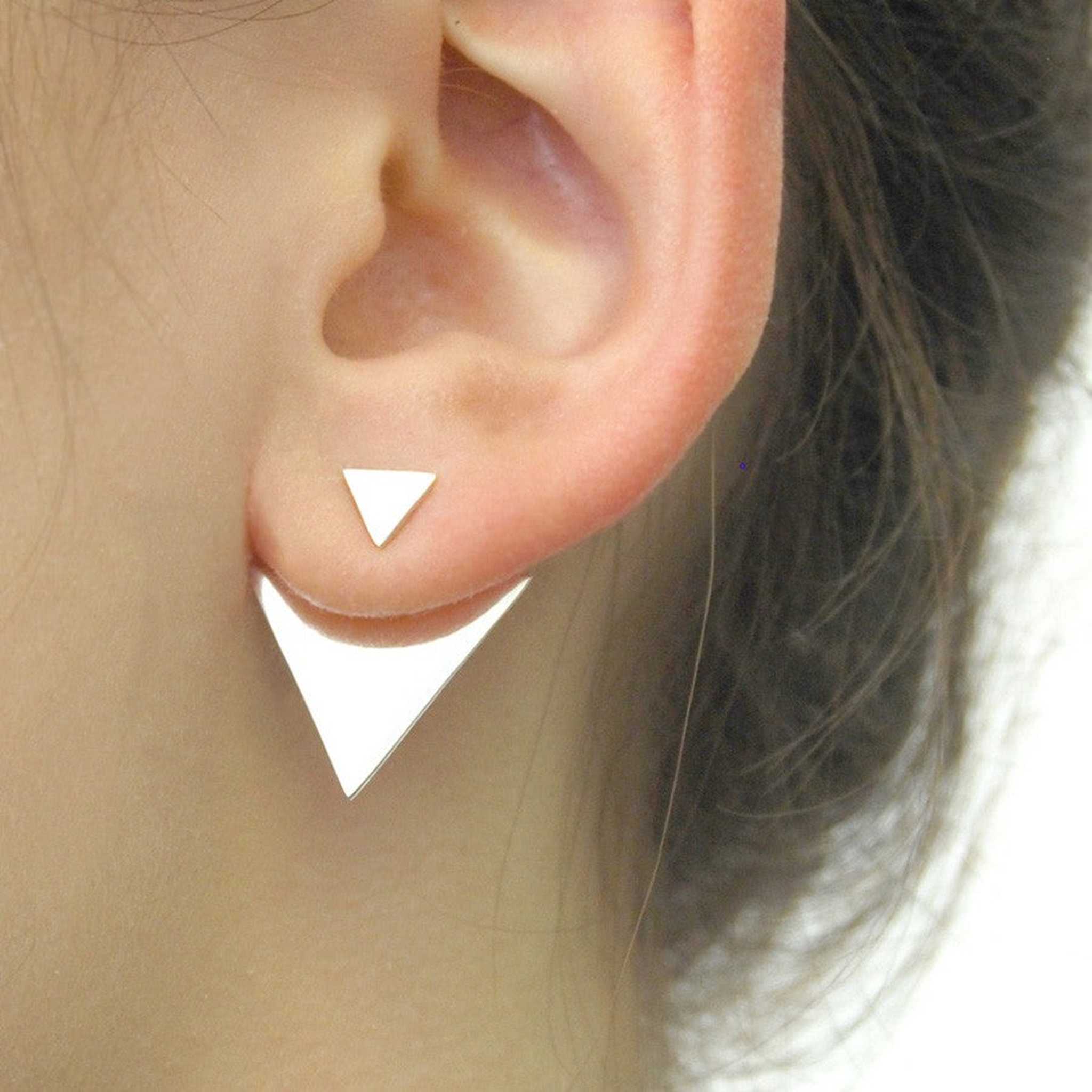 Geometric Sterling Silver Triangle Ear Jacket Otis Jaxon Jewellery