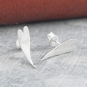 Curved Silver Heart Stud Earrings - Otis Jaxon Silver Jewellery