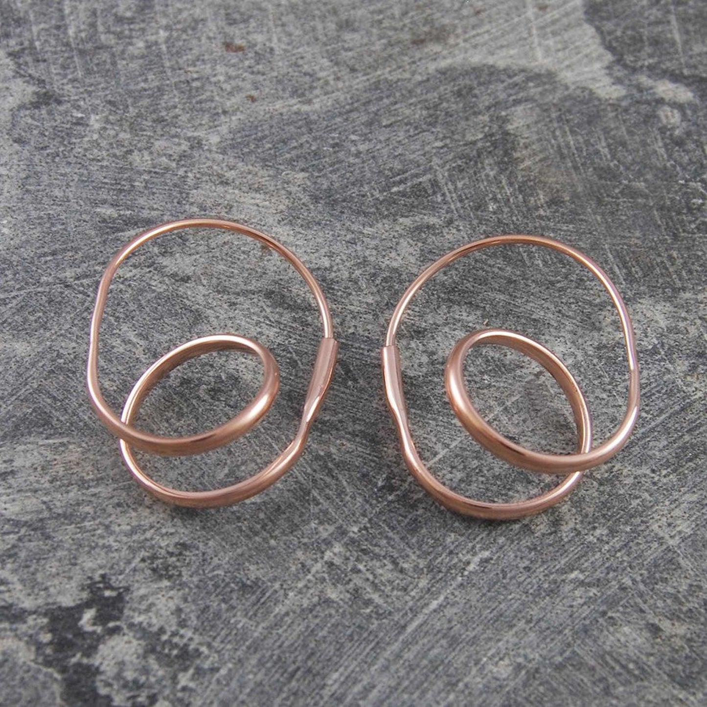Double Loop Rose Gold Hoop Earrings - Otis Jaxon Silver Jewellery