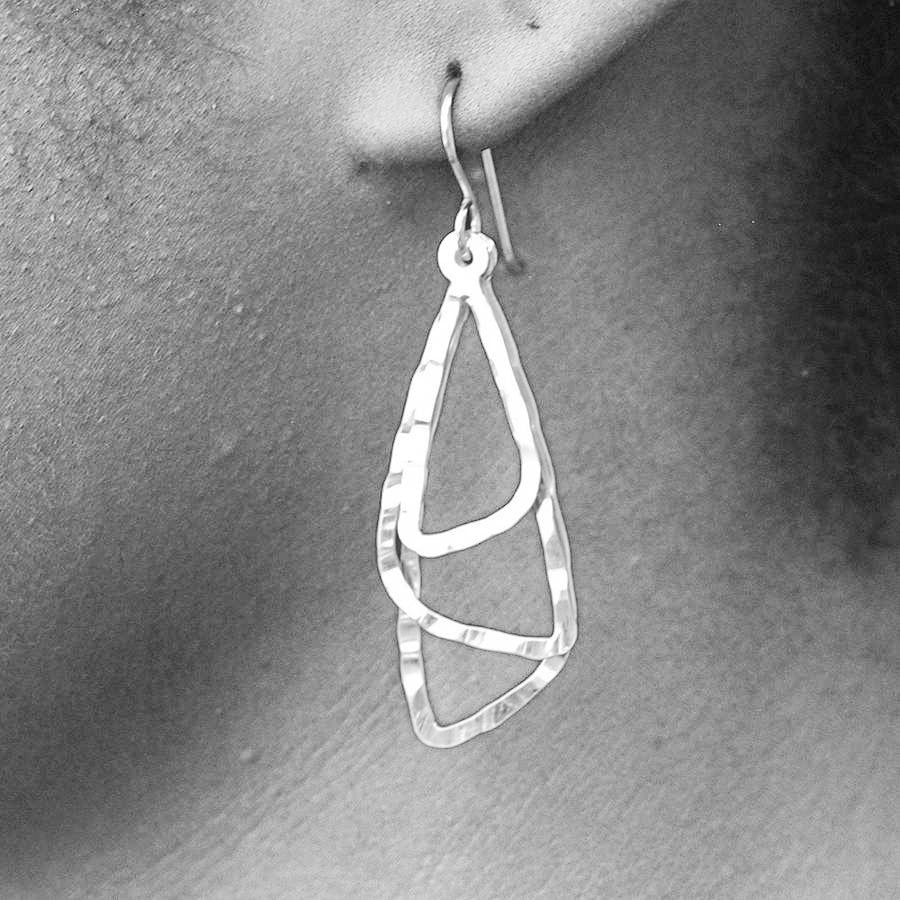 Triple Triangle Silver and Gold Dangle Earrings - Otis Jaxon Silver Jewellery