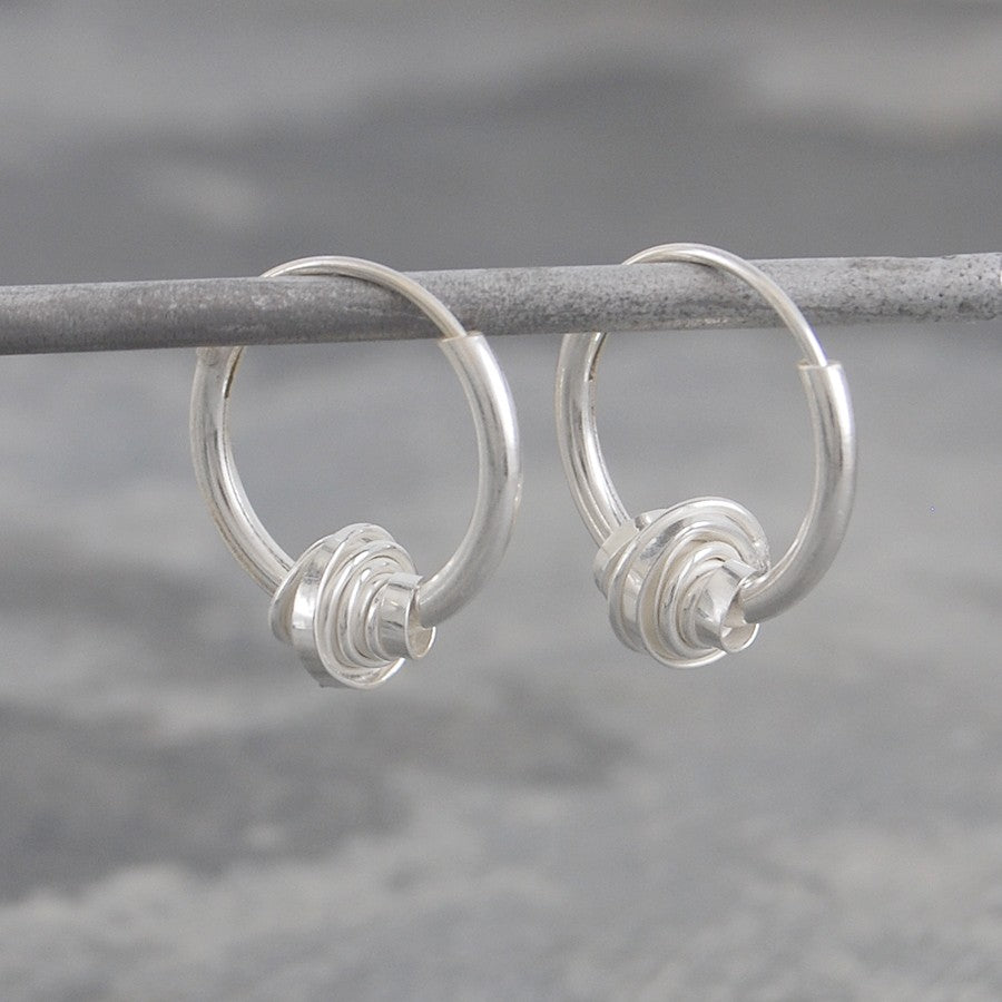 
            
                Load image into Gallery viewer, Coiled  Silver Huggie Hoop Charm Earrings - Otis Jaxon Silver Jewellery
            
        