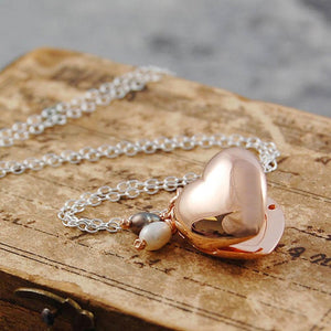 
            
                Load image into Gallery viewer, Rose Gold Heart Locket with Pearls - Otis Jaxon Silver Jewellery
            
        