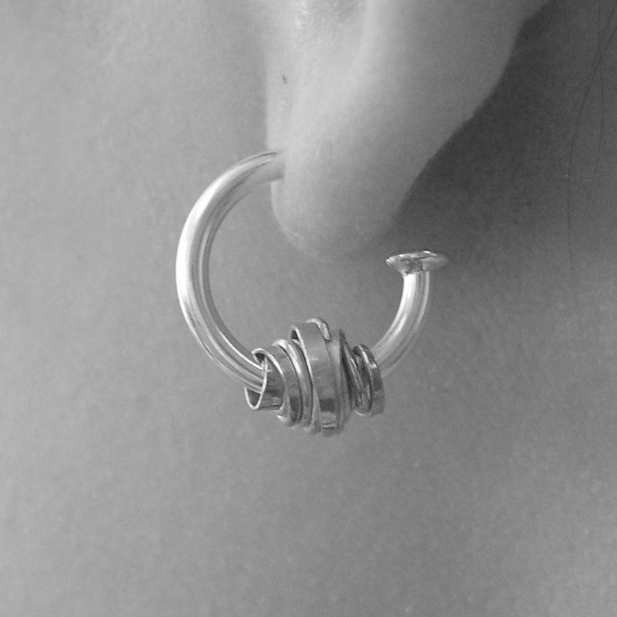 Coiled Silver Huggie Hoop Charm Earrings - Otis Jaxon Silver Jewellery