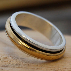 
            
                Load image into Gallery viewer, Silver and Gold Spinning Ring - Otis Jaxon Silver Jewellery
            
        