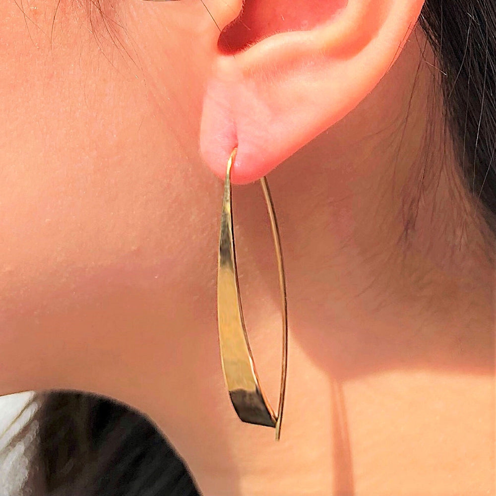 Elliptical 18 kt Gold Drop Earrings - Otis Jaxon Silver Jewellery