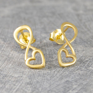 Sterling Silver Gold Outline Heart Drop Earrings