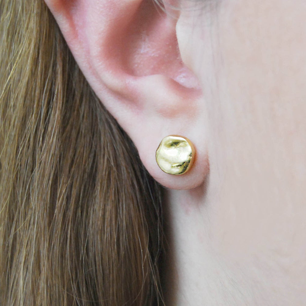 Organic Round Rose Gold Stud Earrings - Otis Jaxon Silver Jewellery