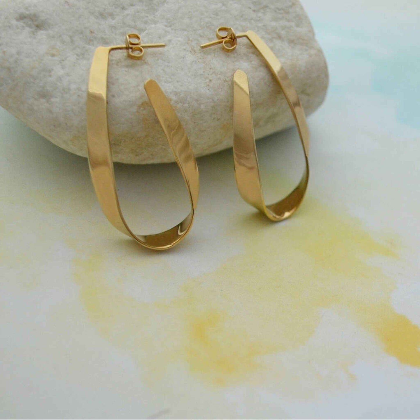 Teardrop Curl Gold Hoop Earrings - Otis Jaxon Silver Jewellery