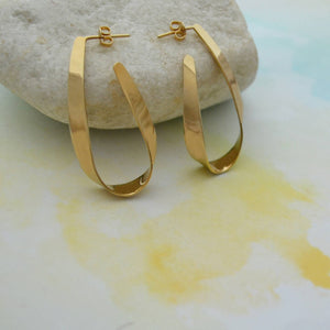 
            
                Load image into Gallery viewer, Teardrop Curl Gold Hoop Earrings - Otis Jaxon Silver Jewellery
            
        