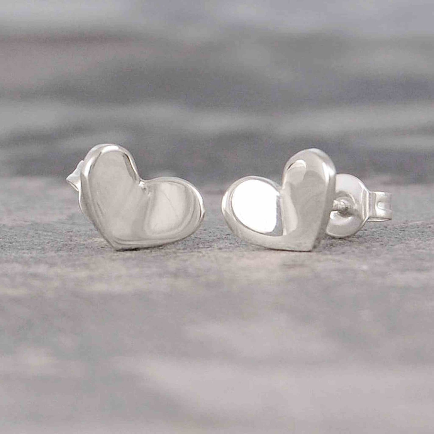 Sterling Silver Folded Heart Stud Earrings - Otis Jaxon Silver Jewellery