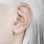 Black Silver Double Chain Ear Cuff Ear Pin Earrings - Otis Jaxon Silver Jewellery