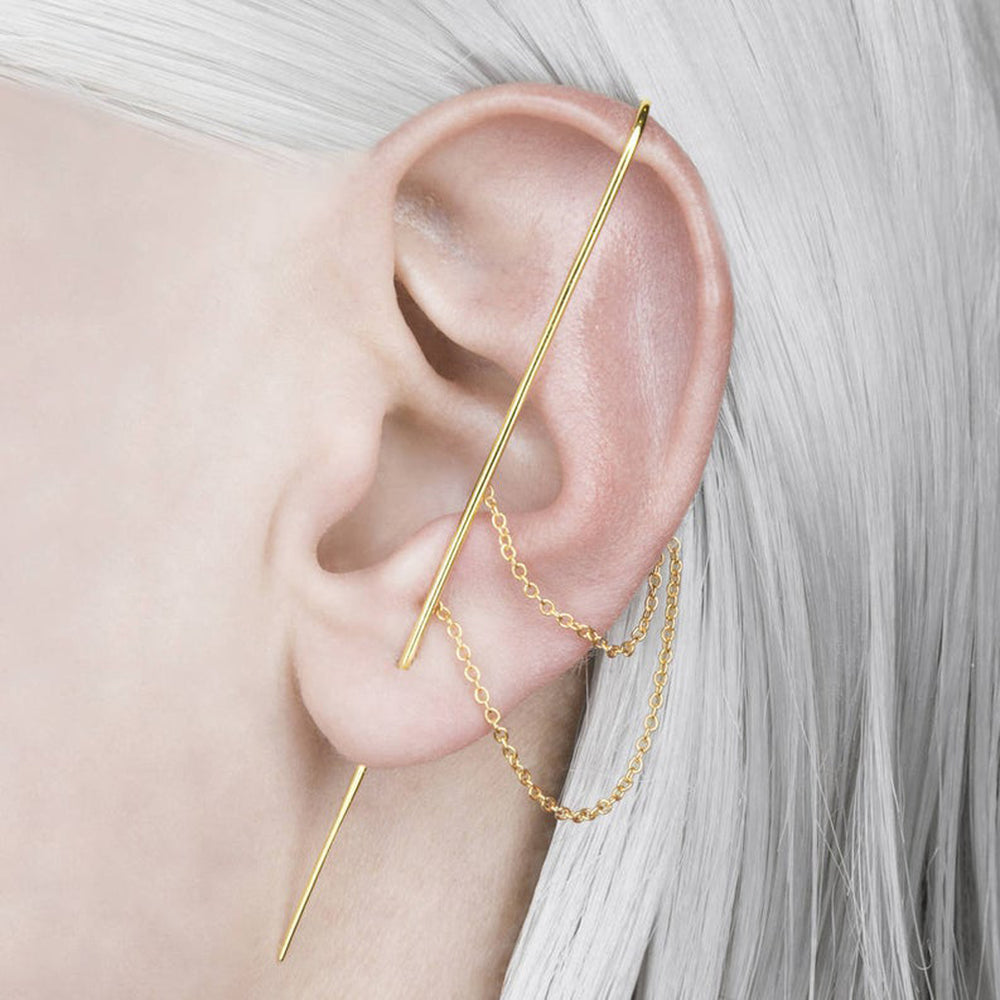 Rose Gold Delicate Chain Ear Cuff Earrings - Otis Jaxon Silver Jewellery