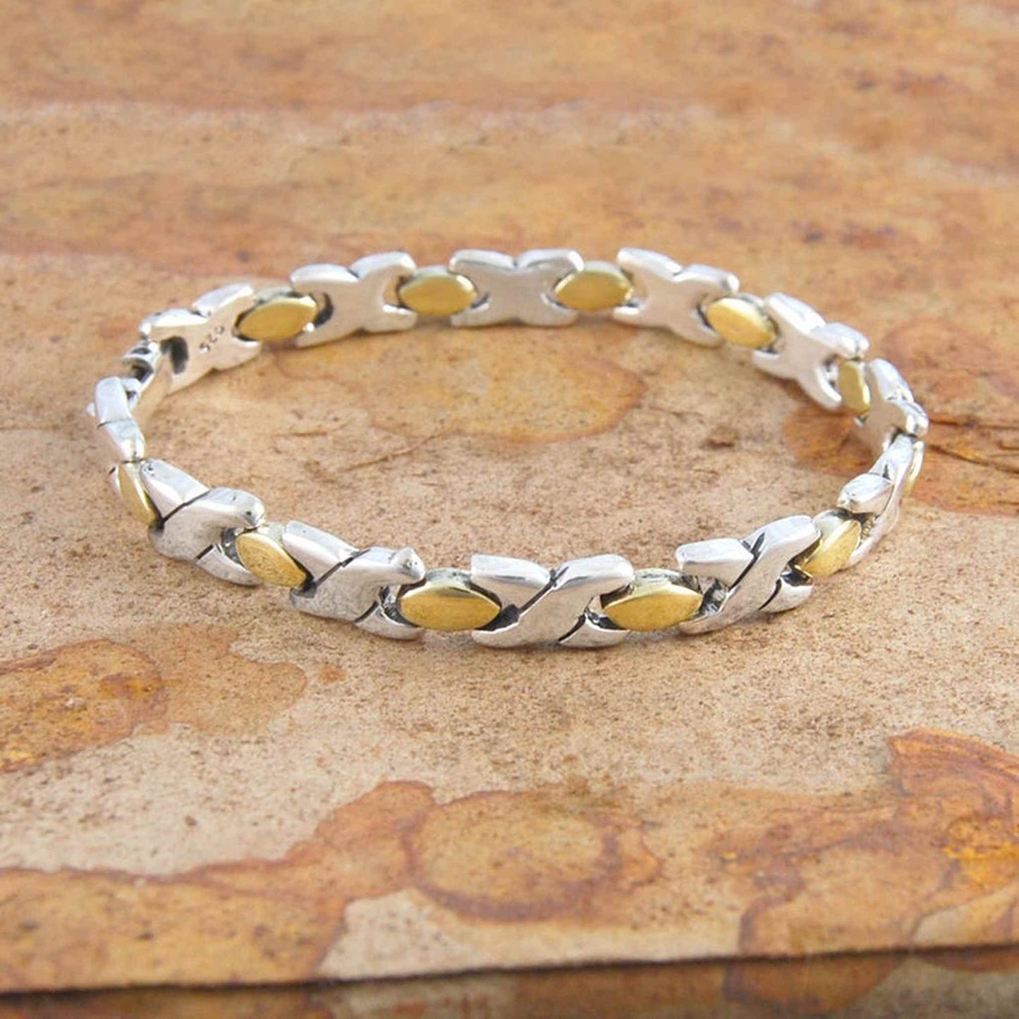 Hugs and Kisses Silver And Gold Bracelet - Otis Jaxon Silver Jewellery