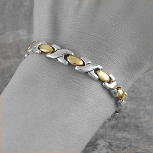 
            
                Load image into Gallery viewer, Hugs and Kisses Silver And Gold Heavy Bracelet - Otis Jaxon Silver Jewellery
            
        