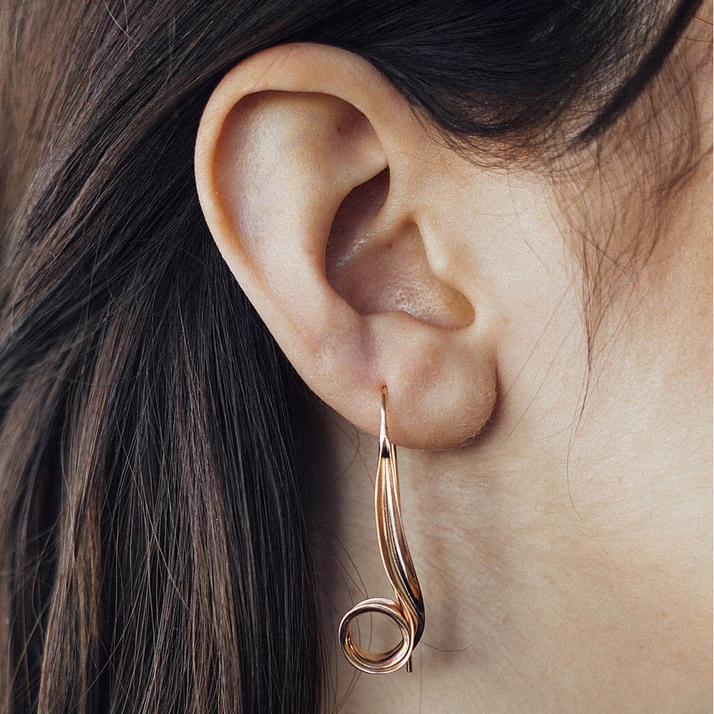 Rose Gold Spiral Drop Earrings - Otis Jaxon Silver Jewellery