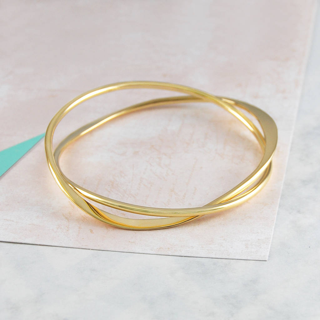 Interwoven Gold Bangle - Otis Jaxon Silver Jewellery