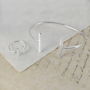 Bar Geometric Silver Ring and Bangle Bracelet - Otis Jaxon Silver Jewellery