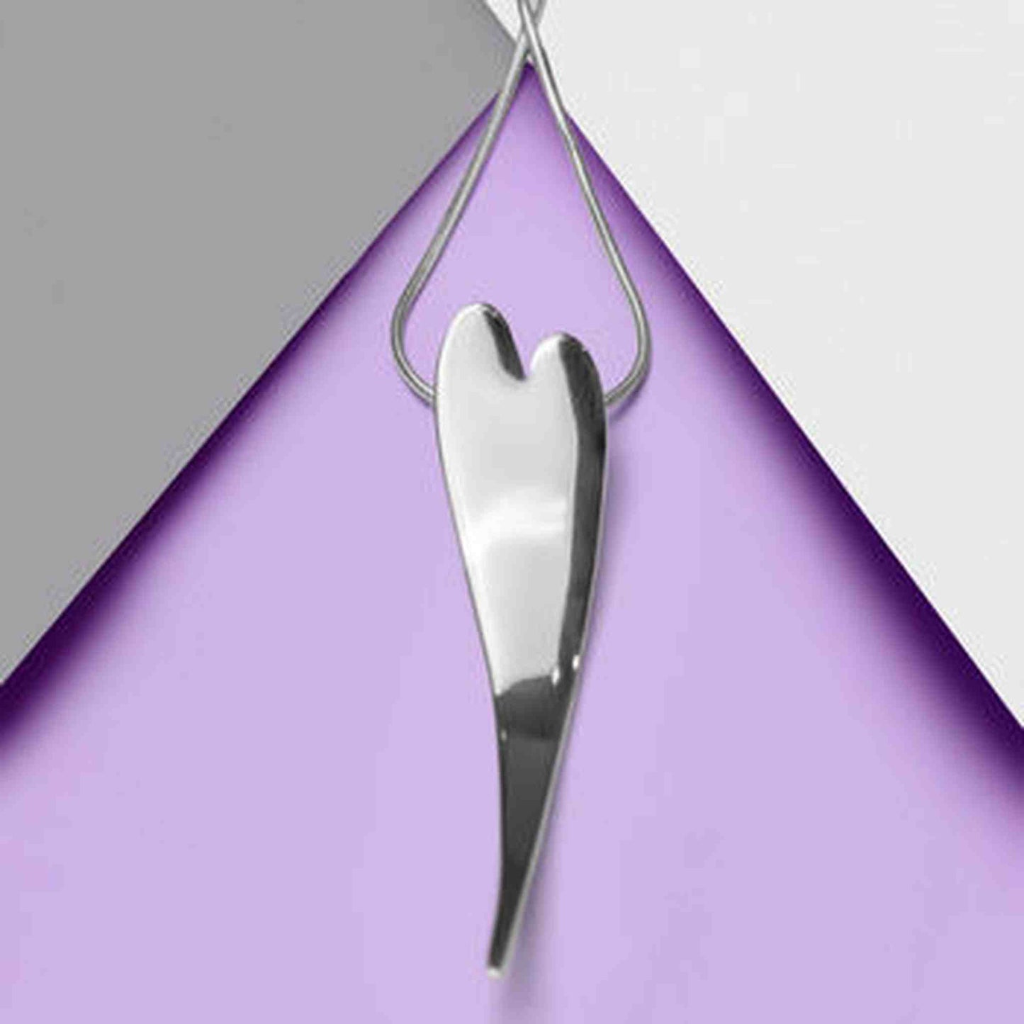 Large Curved Silver Heart Pendant Necklace - Otis Jaxon Silver Jewellery