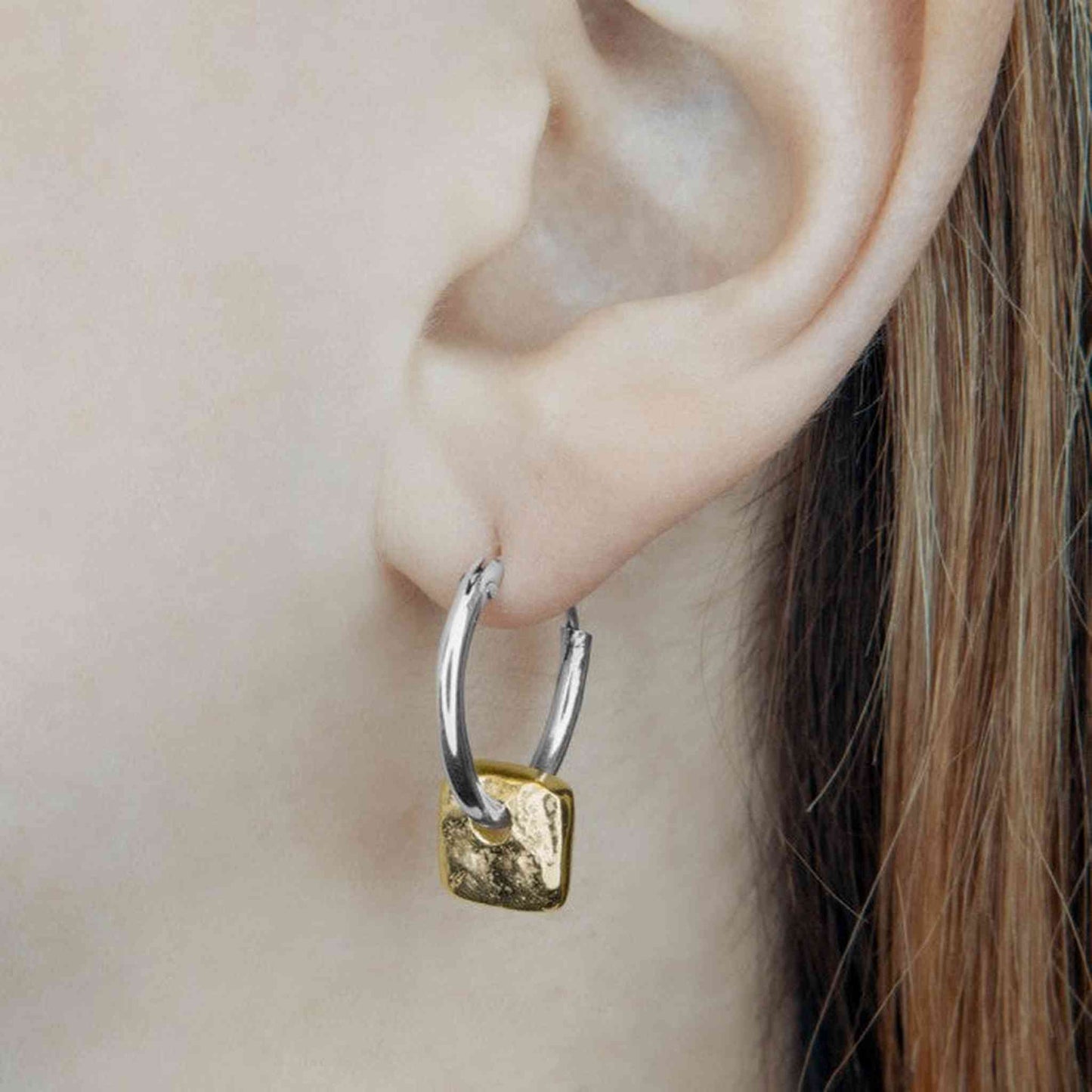 Organic Square Gold Hoop Earrings - Otis Jaxon Silver Jewellery