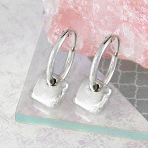 Organic Square Silver Hoop Earrings - Otis Jaxon Silver Jewellery